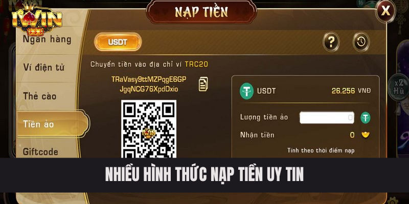 Nhiều hình thức nạp tiền uy tin